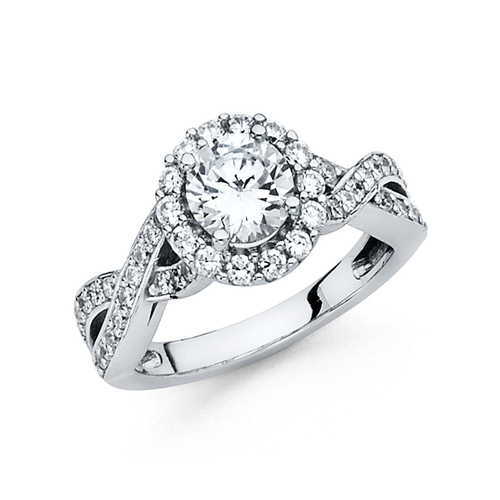 14KT REAL WHITE GOLD ENGAGEMENT RING
