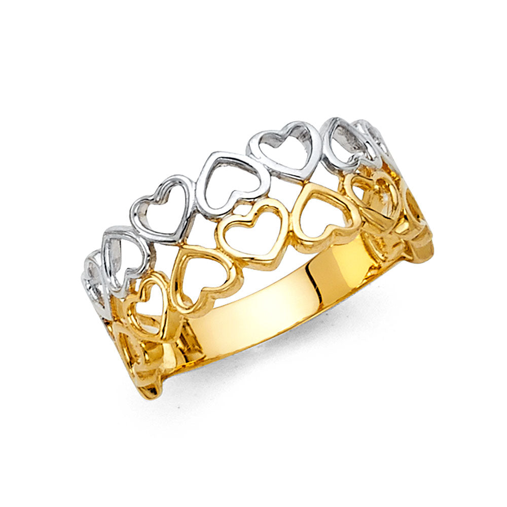 14KT REAL GOLD TWO TONE HEART RING