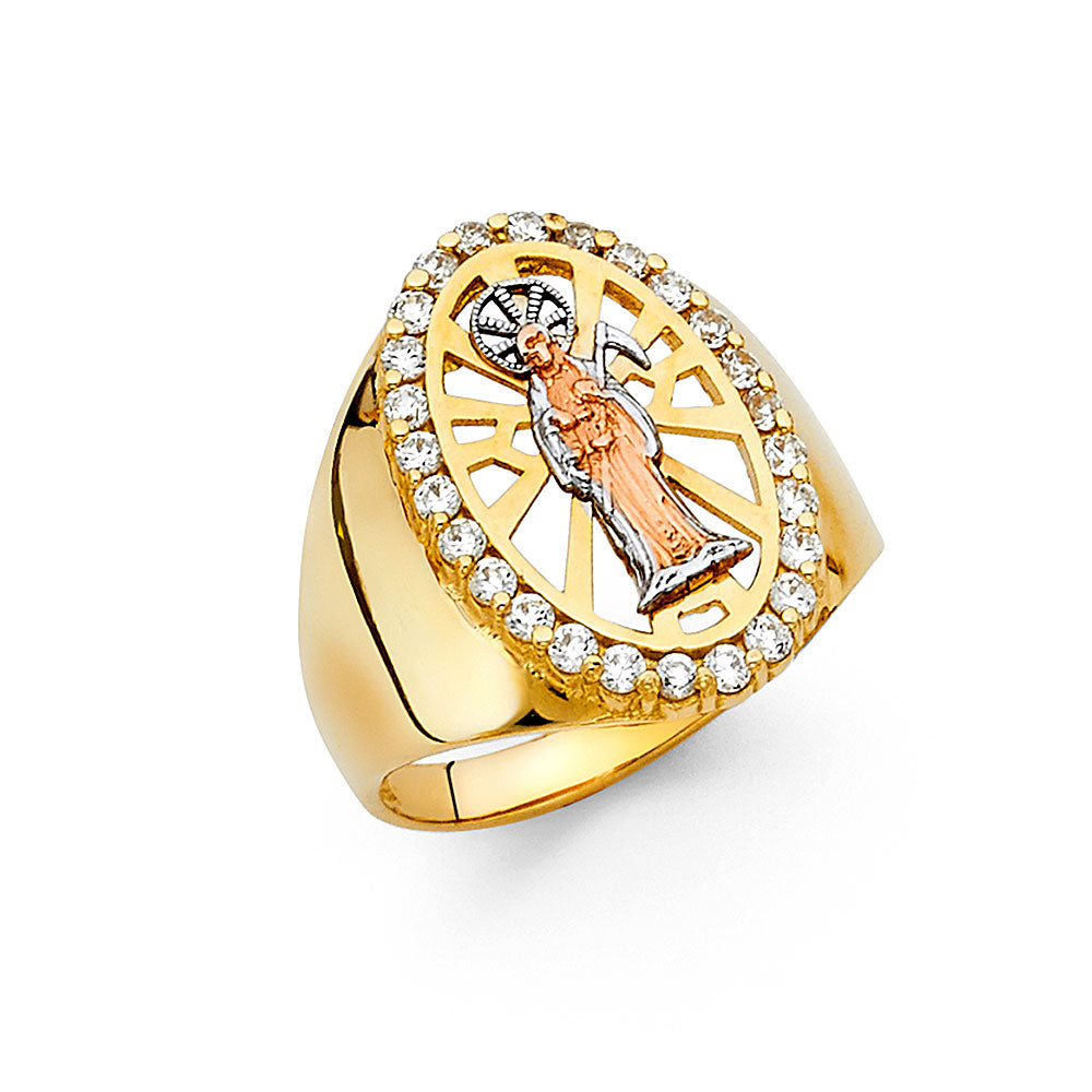14KT REAL GOLD TRICOLOR SANTA MUERTE RING