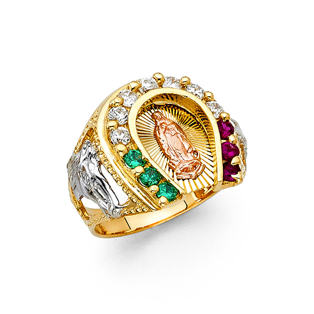14KT REAL GOLD VIRGIN MARY RING FOR MEN