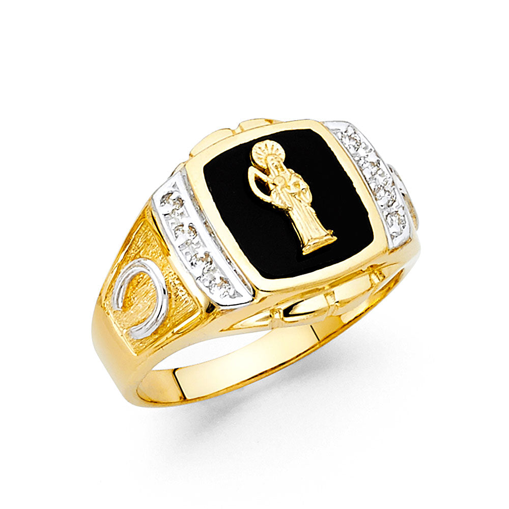 14KT REAL GOLD SANTA MUERTE RING FOR MEN