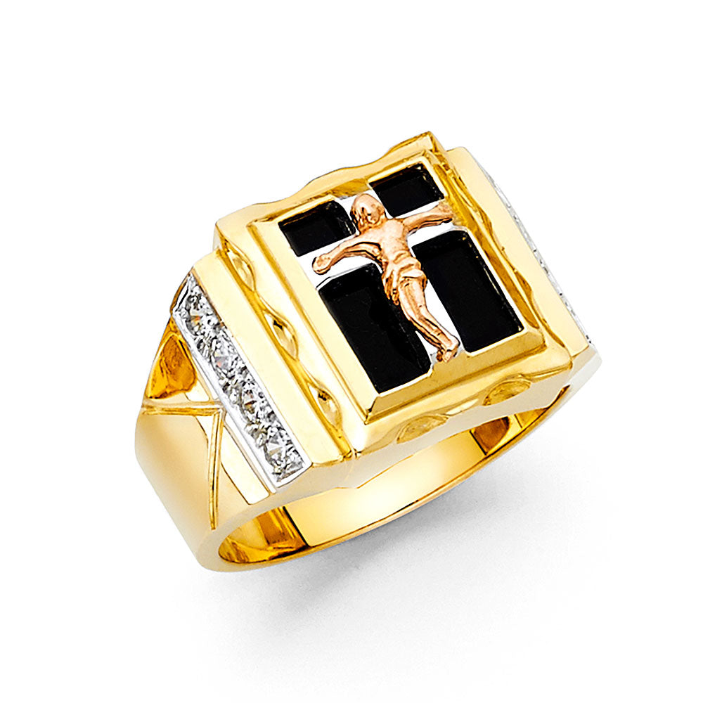 14KT REAL GOLD CRUCIFIX RING FOR MEN
