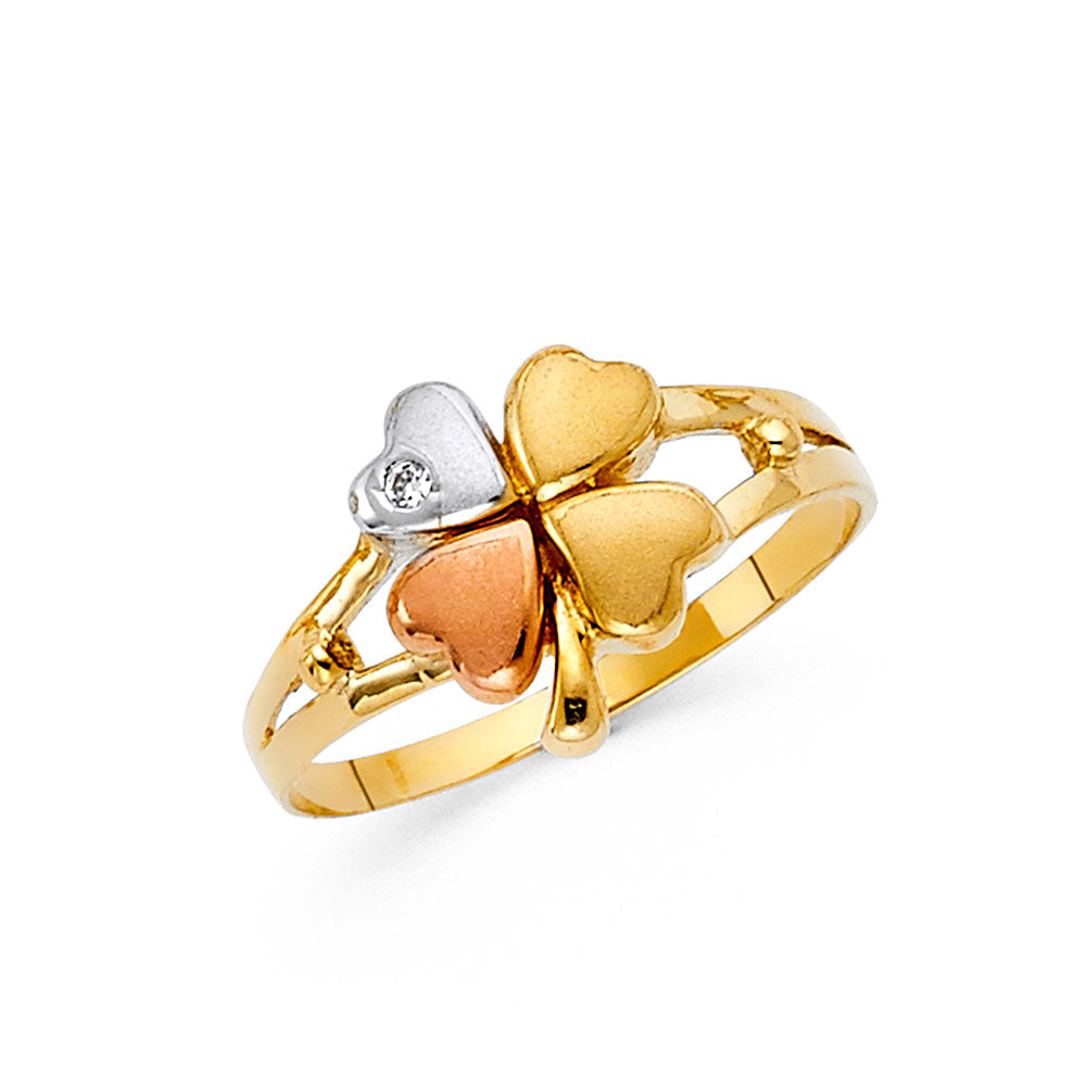 14kt Real Gold Tricolor 4-Leaf Clover