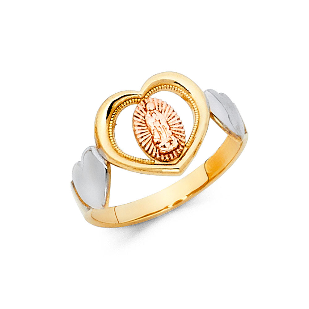 14KT REAL GOLD TRICOLOR VIRGIN MARY RING