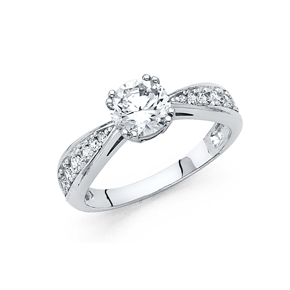 14KT REAL WHITE GOLD ENGAGEMENT RING