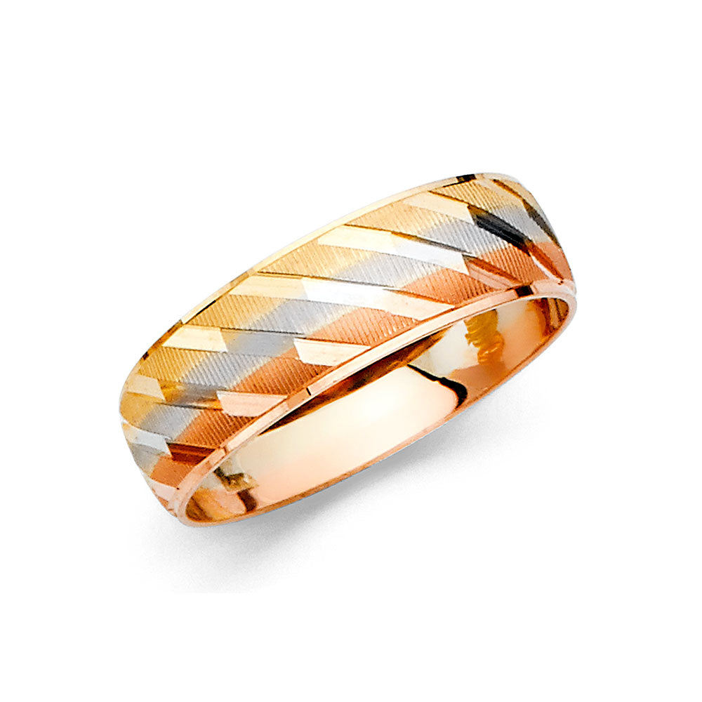 14KT REAL GOLD TRICOLOR WEDDING TRIO SET