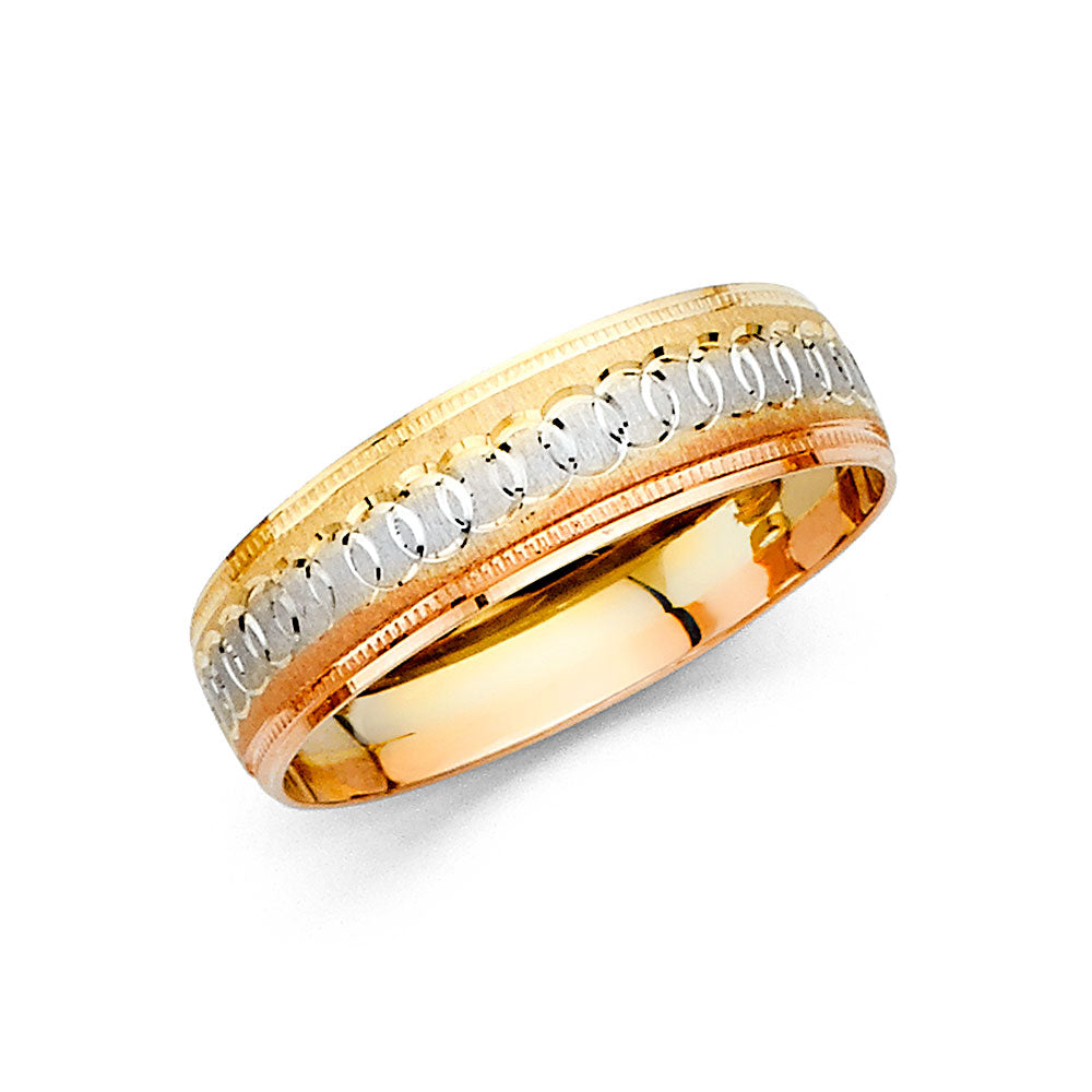 14KT REAL GOLD TRICOLOR WEDDING TRIO SET