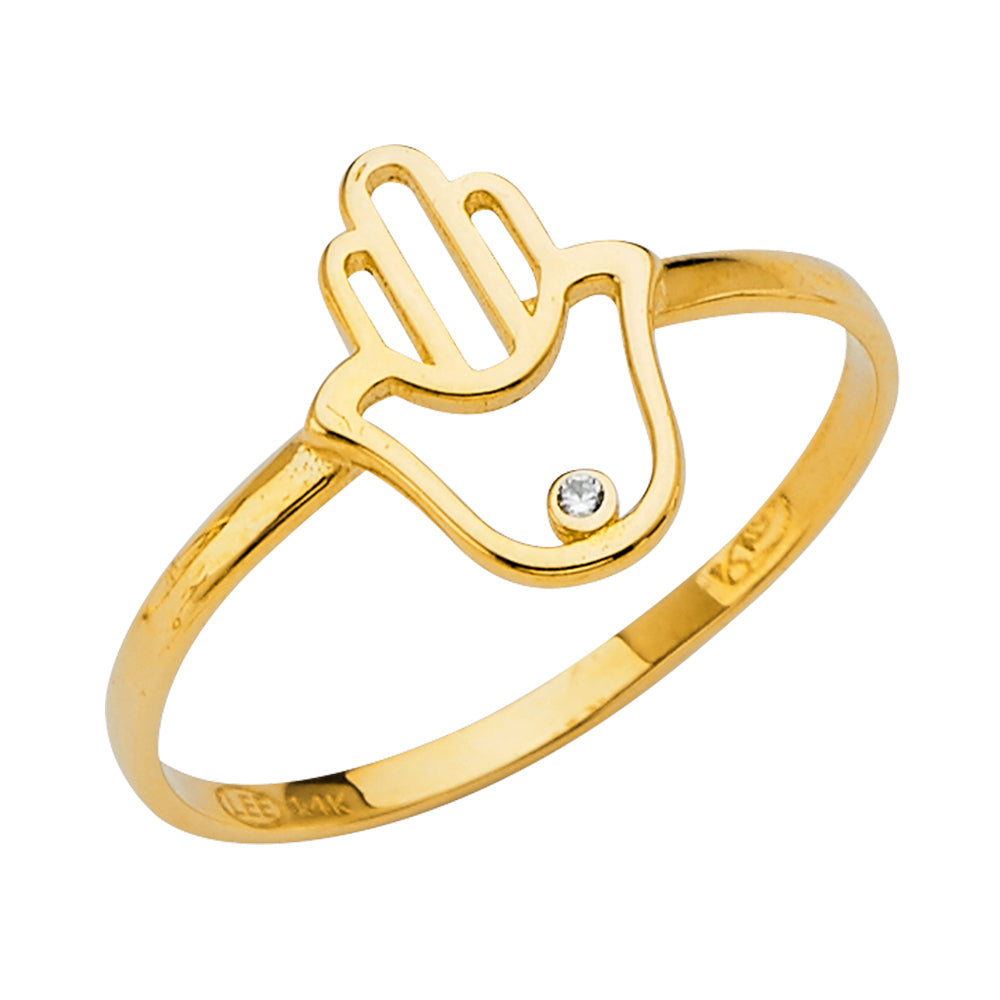 14KT REAL GOLD HAMSA RING