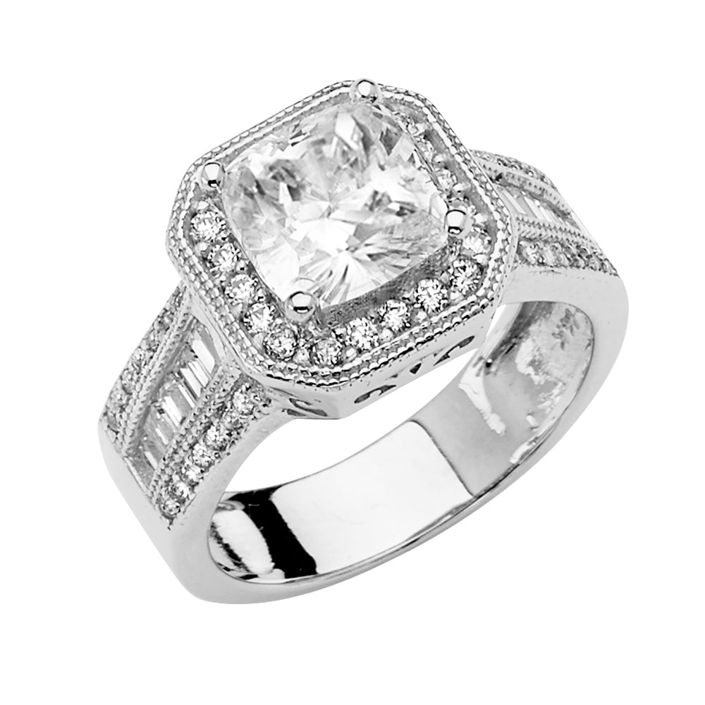 14KT REAL WHITE GOLD ENGAGEMENT RING