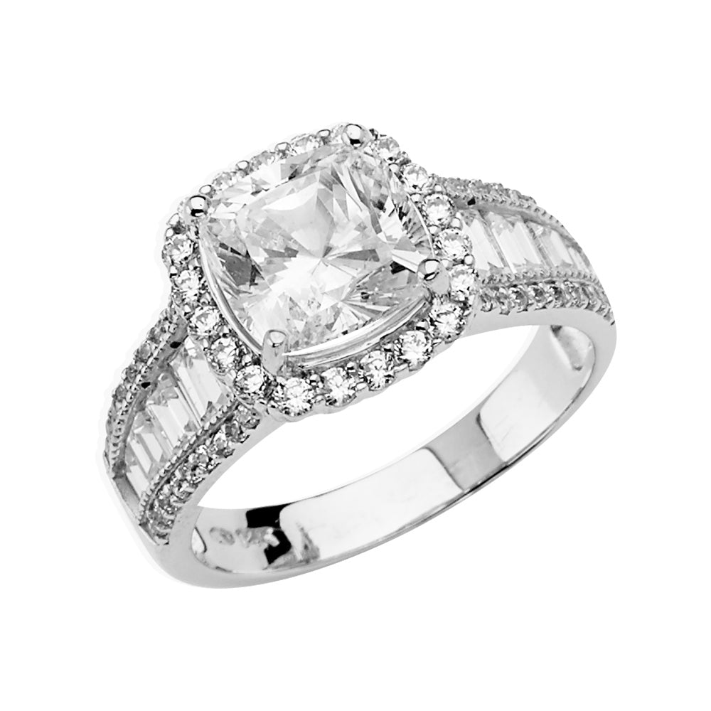 14KT REAL WHITE GOLD ENGAGEMENT RING