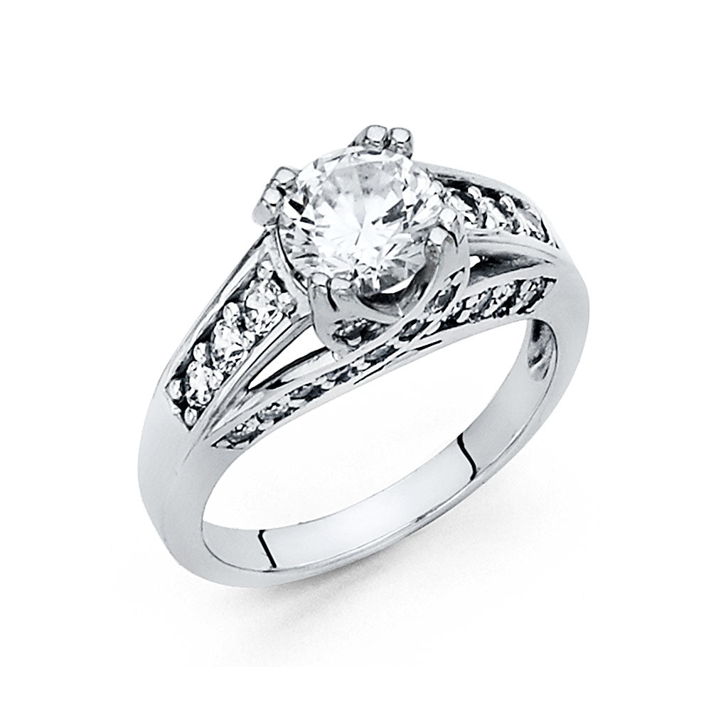 14KT REAL WHITE GOLD ENGAGEMENT RING