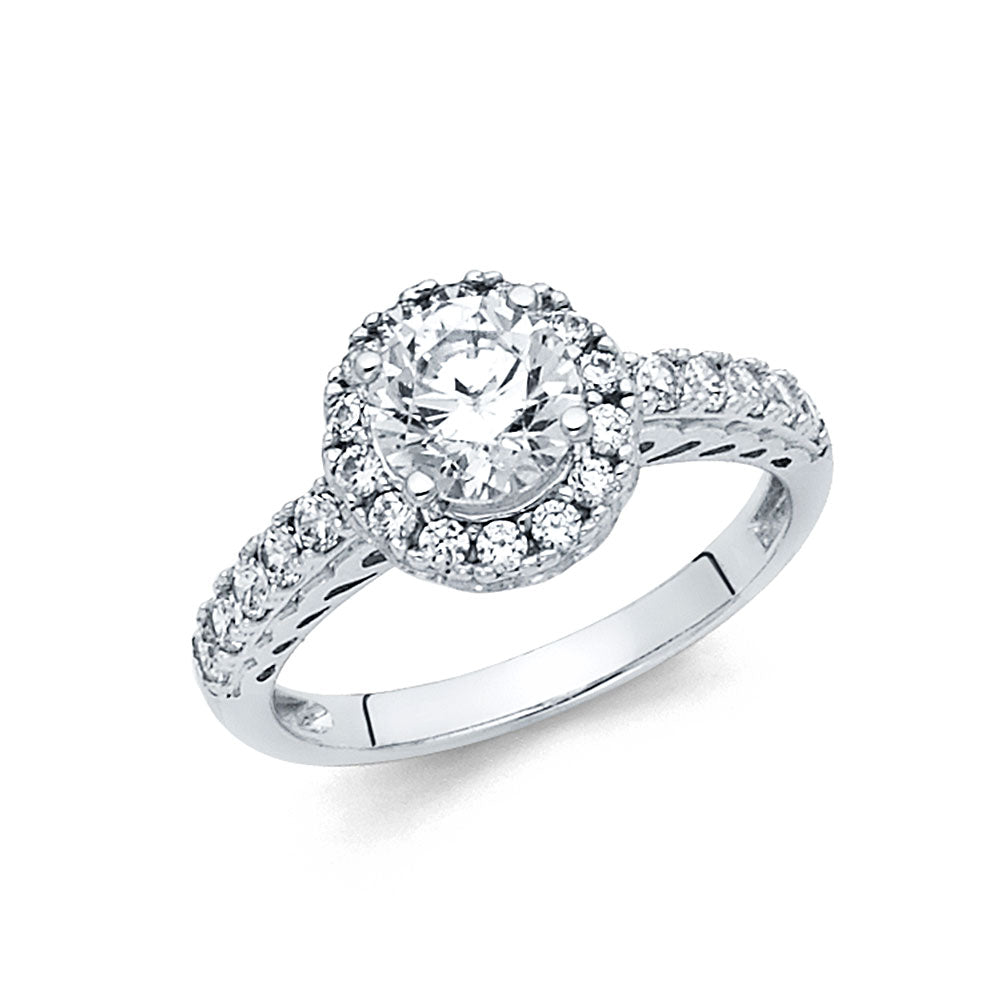 14KT REAL WHITE GOLD ENGAGEMENT RING
