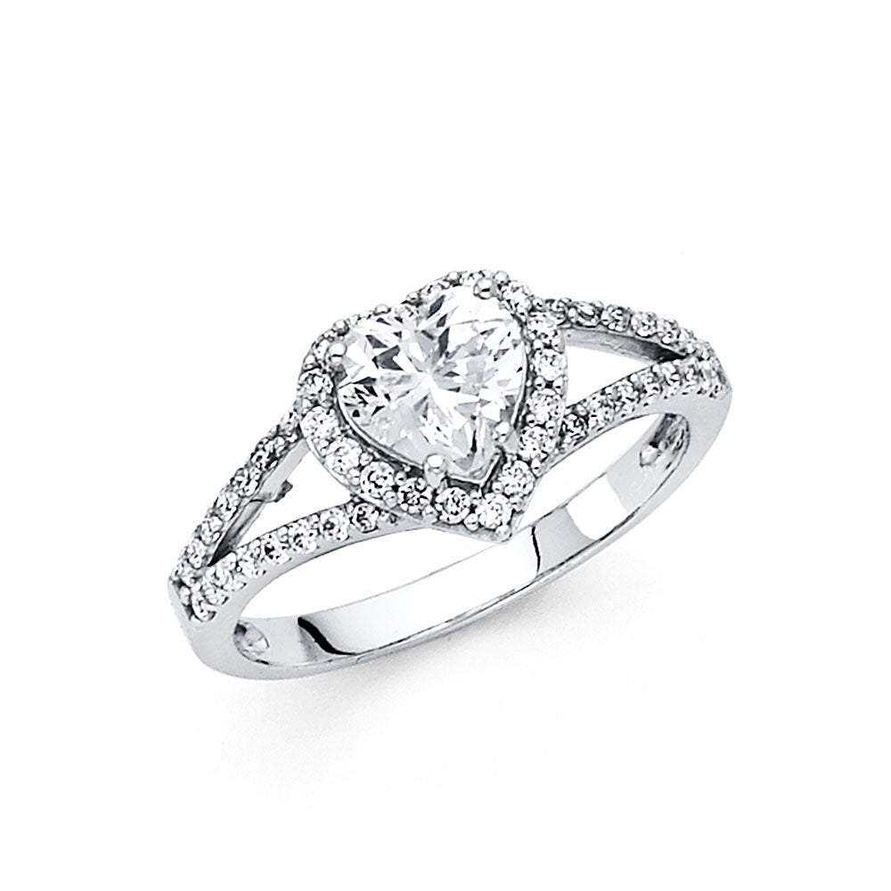 14KT REAL WHITE GOLD ENGAGEMENT RING