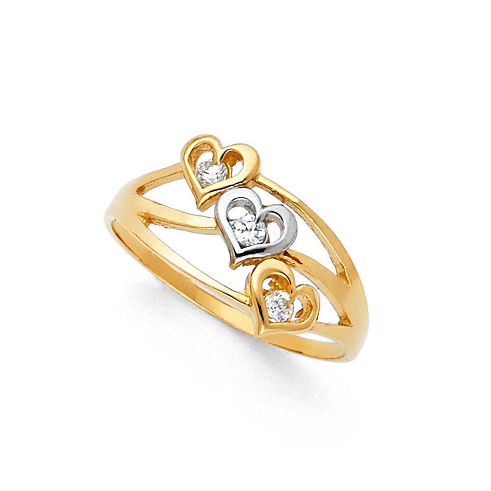 14KT REAL GOLD TWO TONE HEART RING