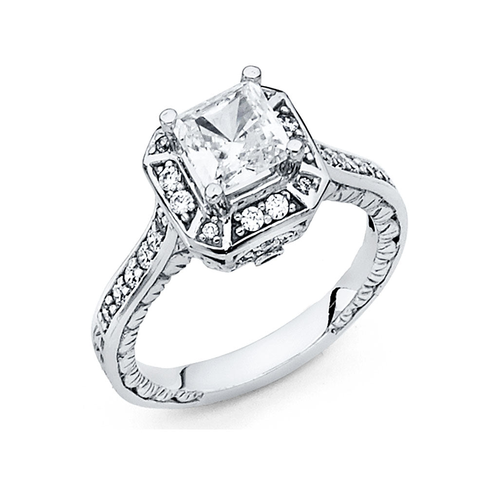 14KT REAL WHITE GOLD ENGAGEMENT RING
