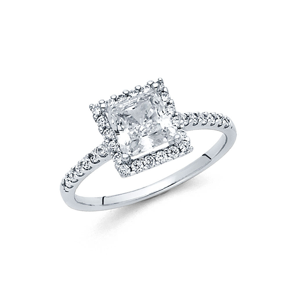 14KT REAL WHITE GOLD ENGAGEMENT RING