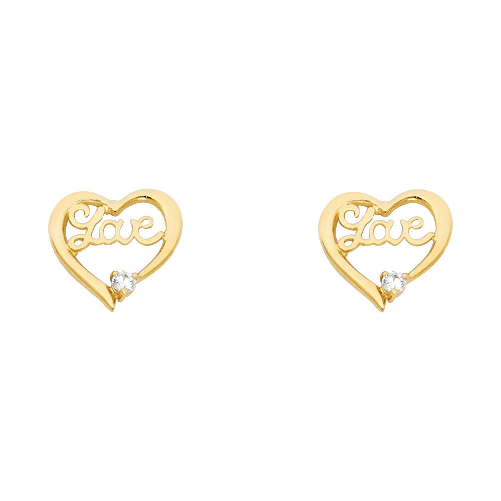 14KT REAL GOLD HEART EARRINGS FOR KIDS