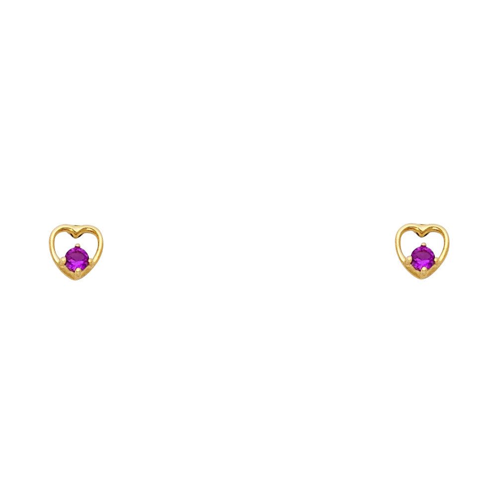 14KT REAL GOLD HEART STUD EARRINGS FOR KIDS