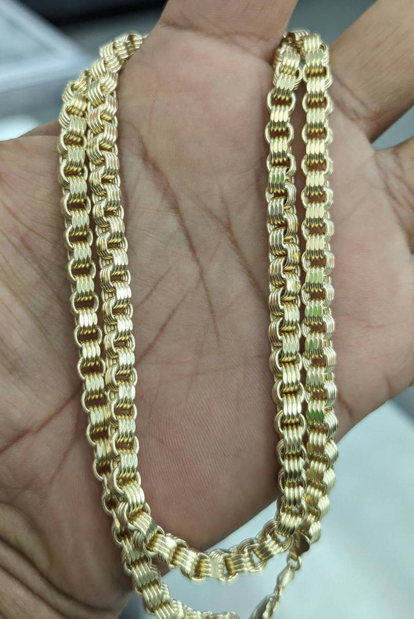 10KT REAL GOLD BOX BYZANTINE CHAIN 5.3