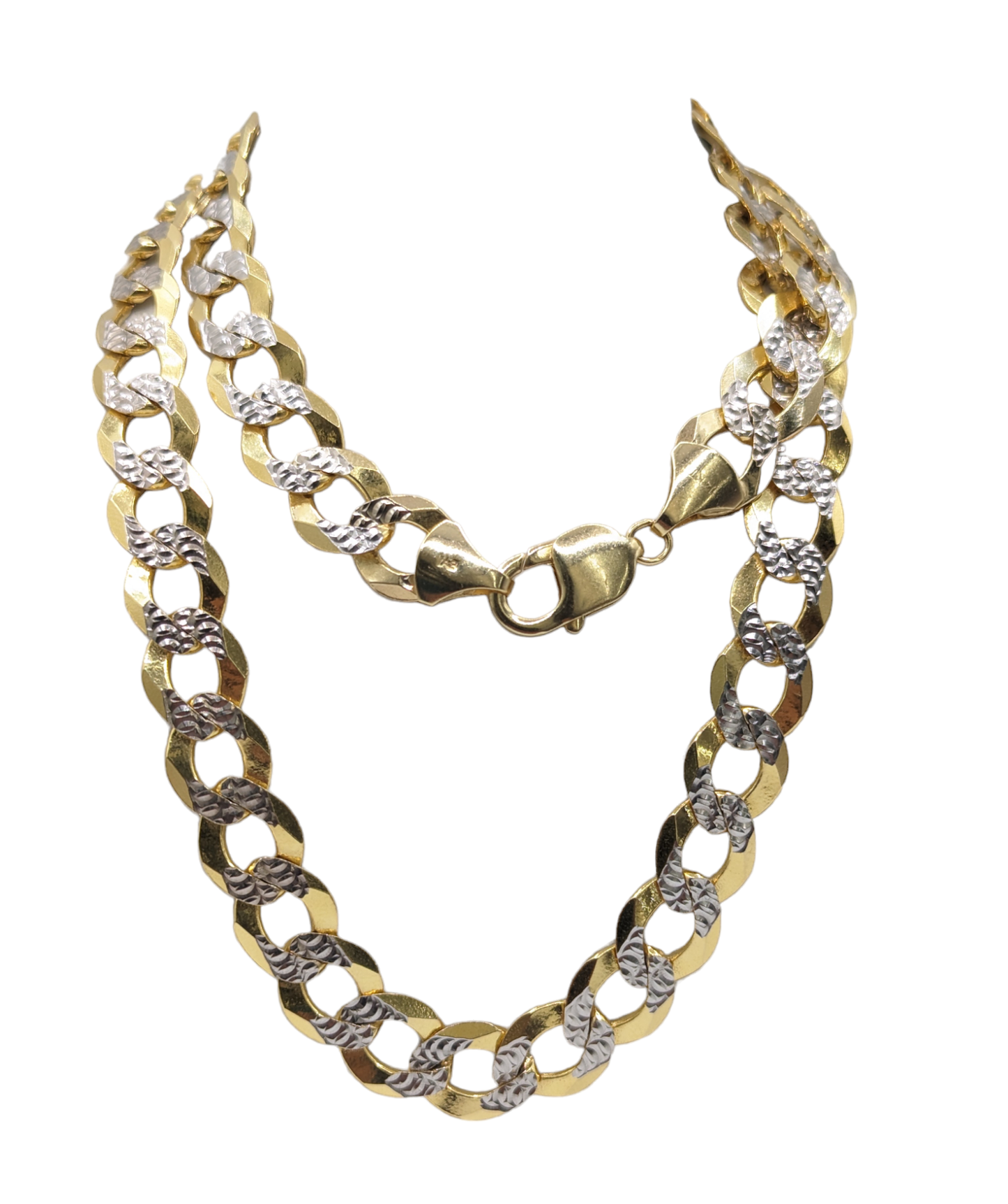 14KT REAL GOLD SOLID CUBAN CURB DIAMOND CUT CHAIN 11.3 MM