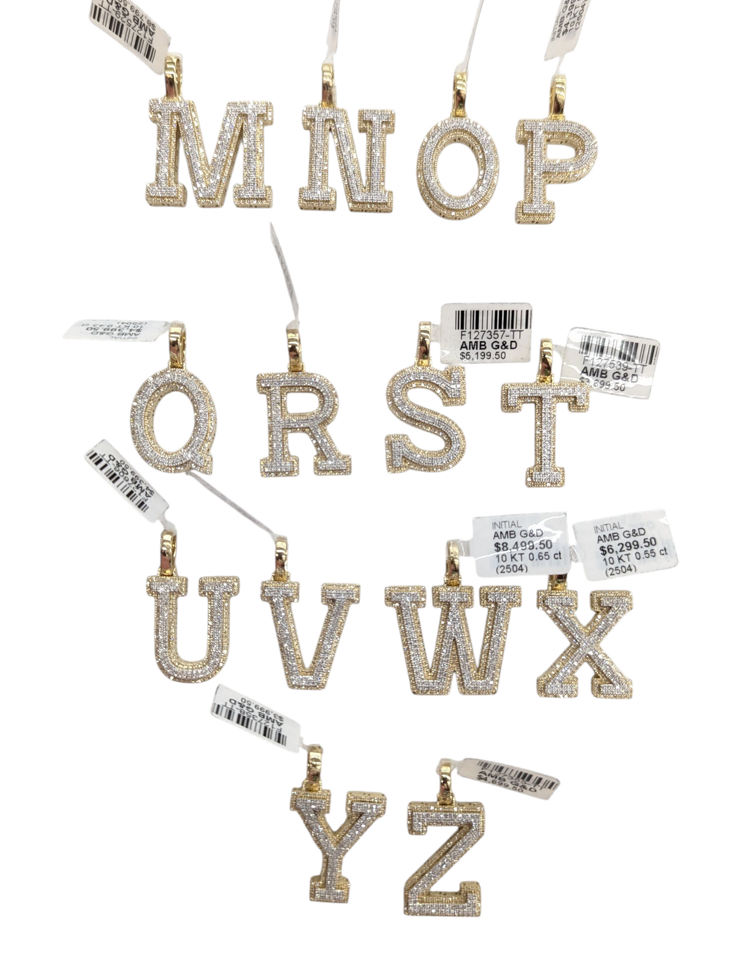 REAL DIAMOND 10KT TWO TONE BLOCK LETTER A- Z PENDANT