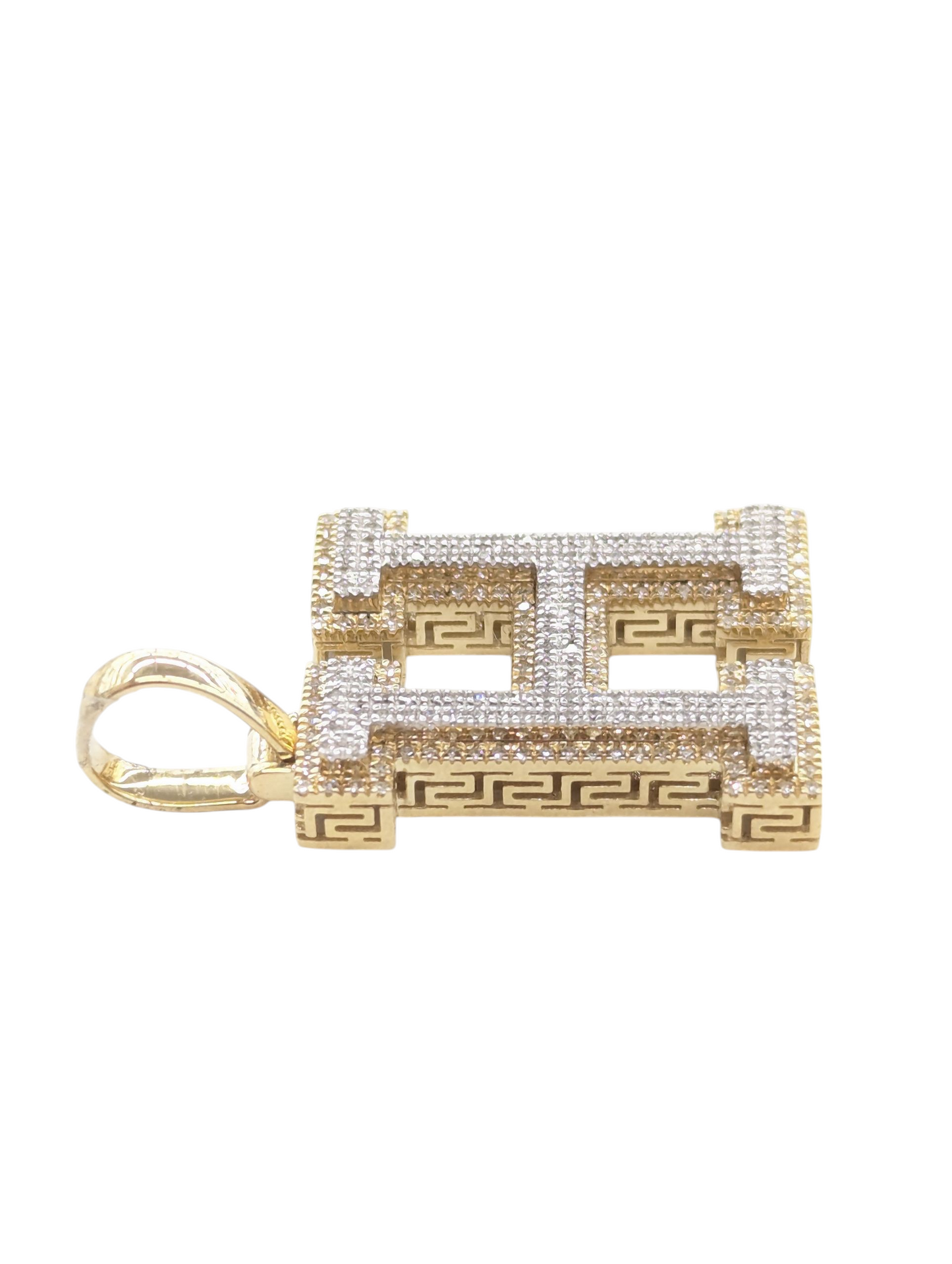 REAL DIAMOND 10KT TWO TONE BLOCK LETTER A- Z PENDANT