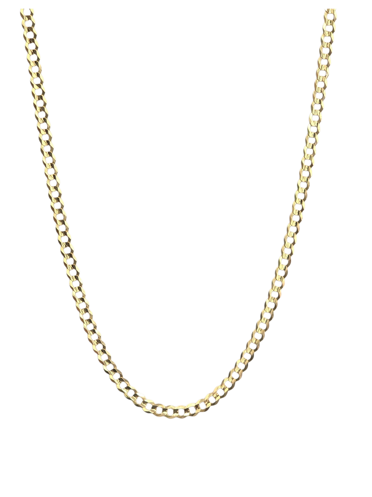 14KT REAL GOLD SOLID CUBAN CURB CHAIN 3.7 mm FOR MEN AND WOMEN
