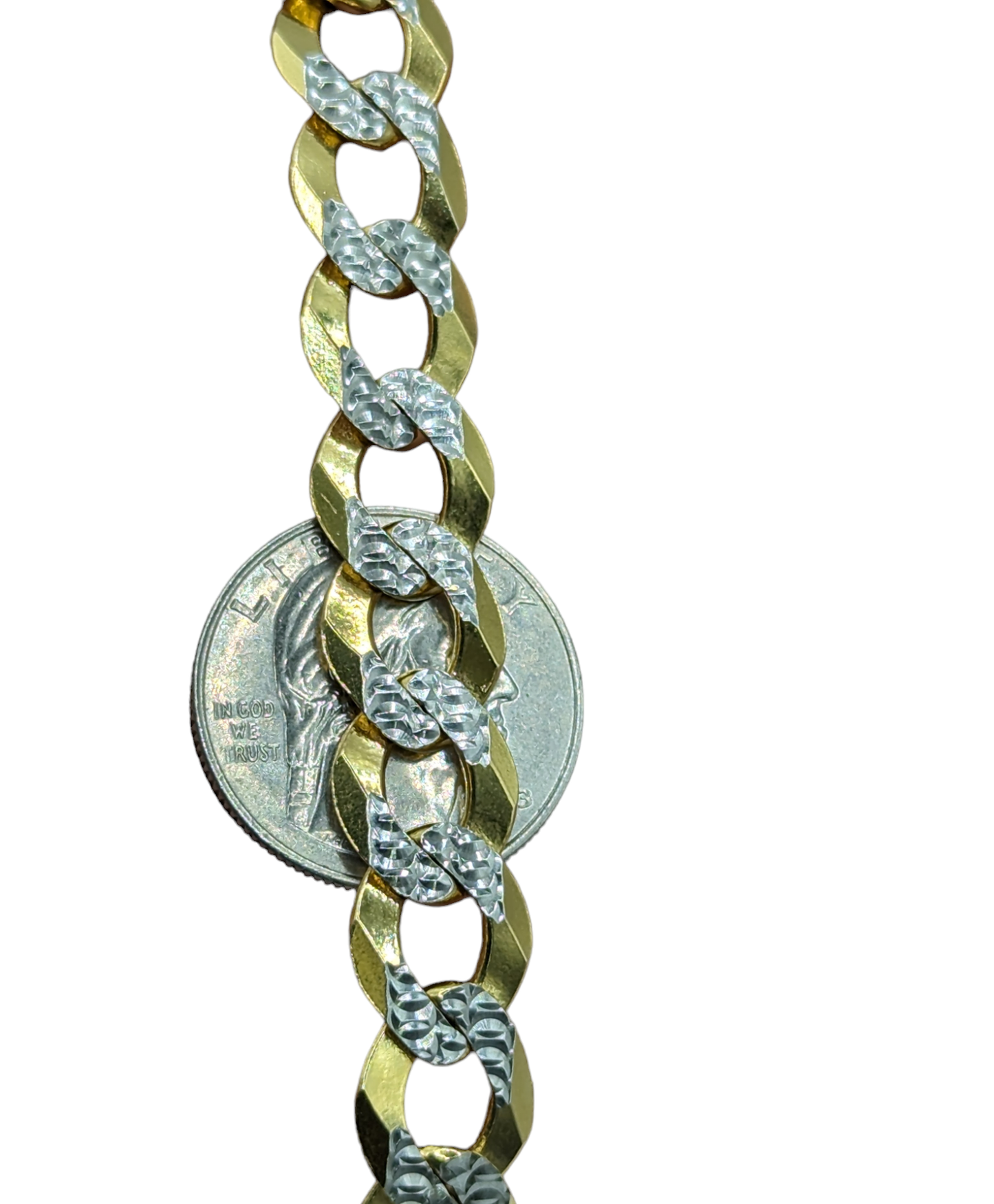 14KT REAL GOLD SOLID CUBAN CURB DIAMOND CUT CHAIN 11.3 MM