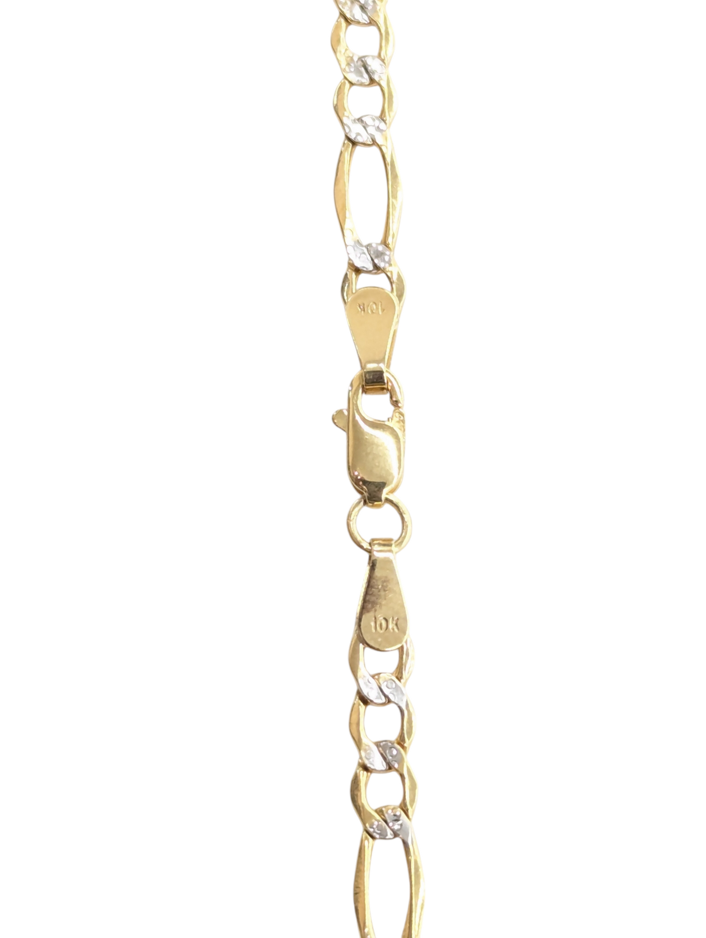 10KT REAL GOLD FIGARO DIAMOND CUT CHAIN 3.5MM