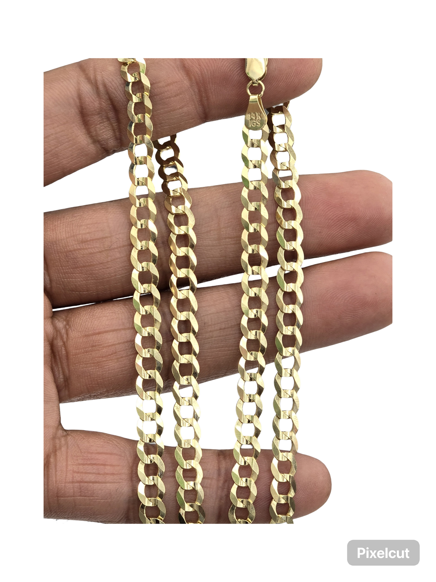 14KT REAL GOLD SOLID CUBAN CURN CHAIN 5.8 MM