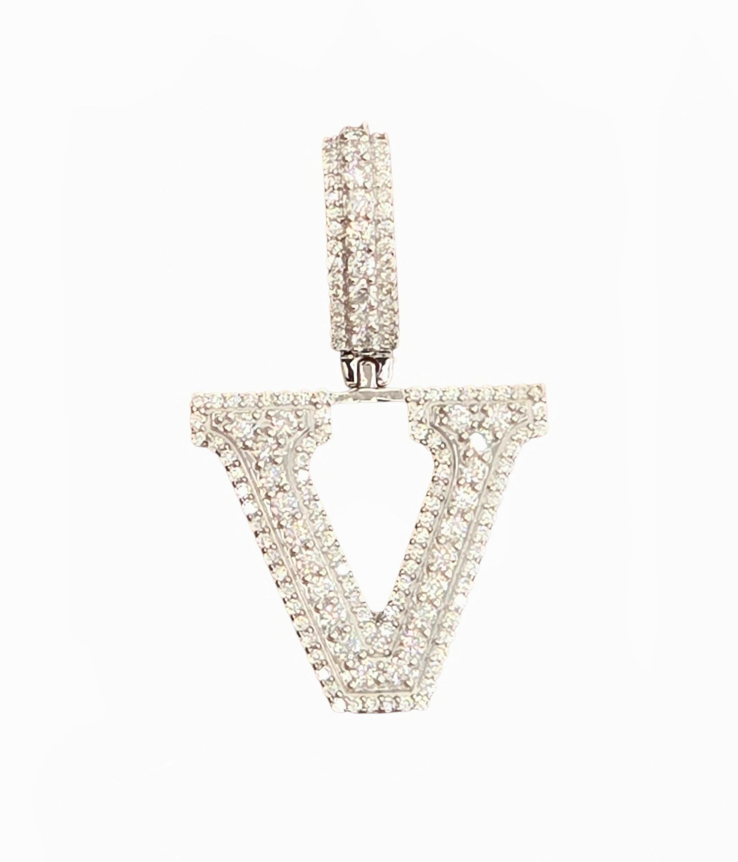 925 Sterling Silver Moissanite Diamond Initial A to Z Pendant