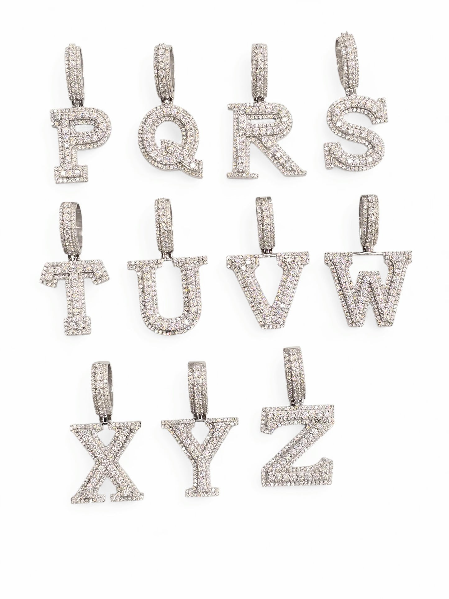 925 Sterling Silver Moissanite Diamond Initial A to Z Pendant