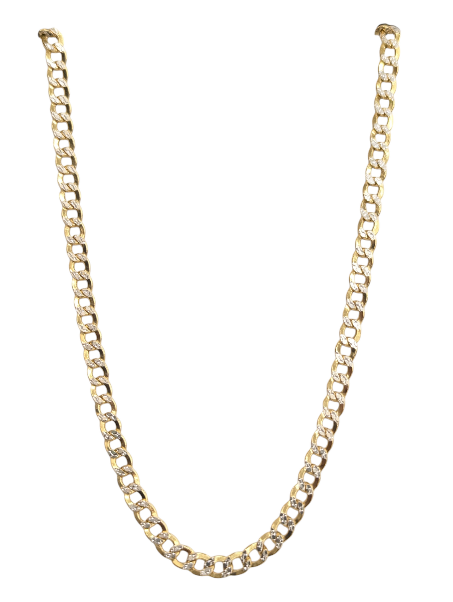 10KT REAL GOLD CUBAN CURB DIAMOND CUT CHAIN 5MM
