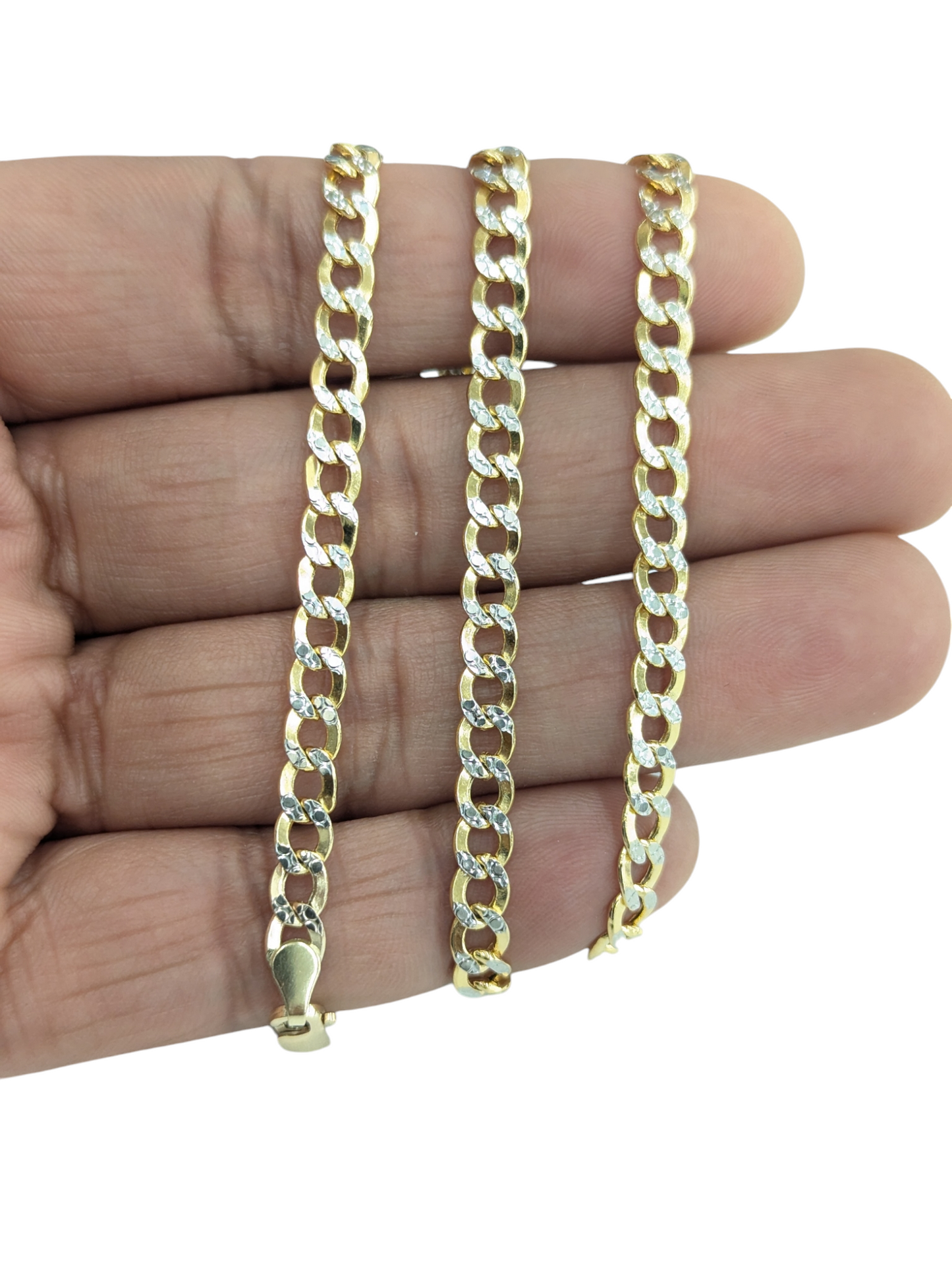 10KT REAL GOLD CUBAN CURB DIAMOND CUT CHAIN 5MM