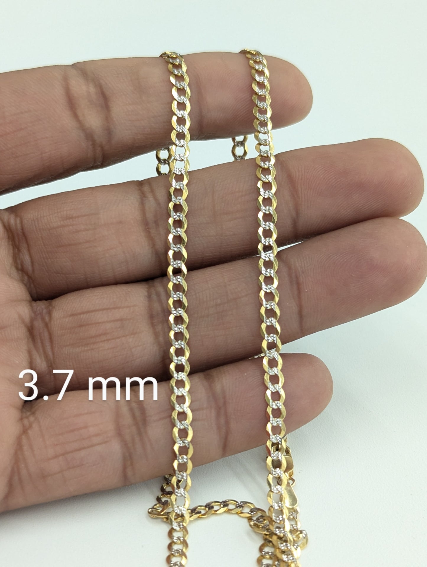 14KT REAL GOLD SOLID CUBAN CURB DIAMOND CUT CHAIN 3.7MM 4.7MM 5.7MM