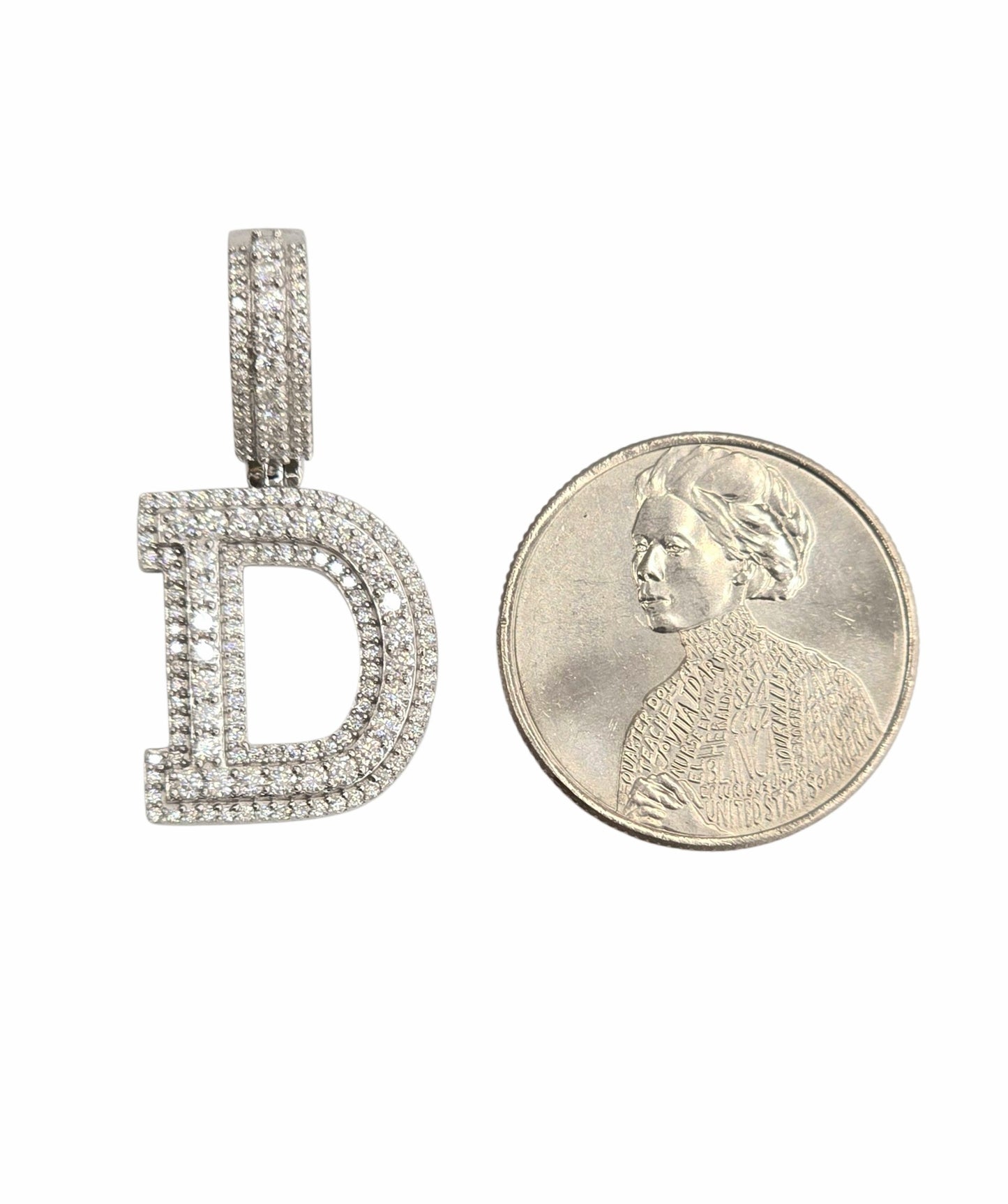 925 Sterling Silver Moissanite Diamond Initial A to Z Pendant
