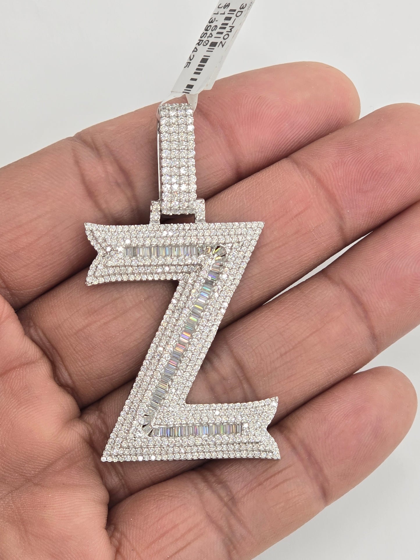 925 STERLING SILVER MOISSANITE DIAMOND INITIAL LETTER PENDANT