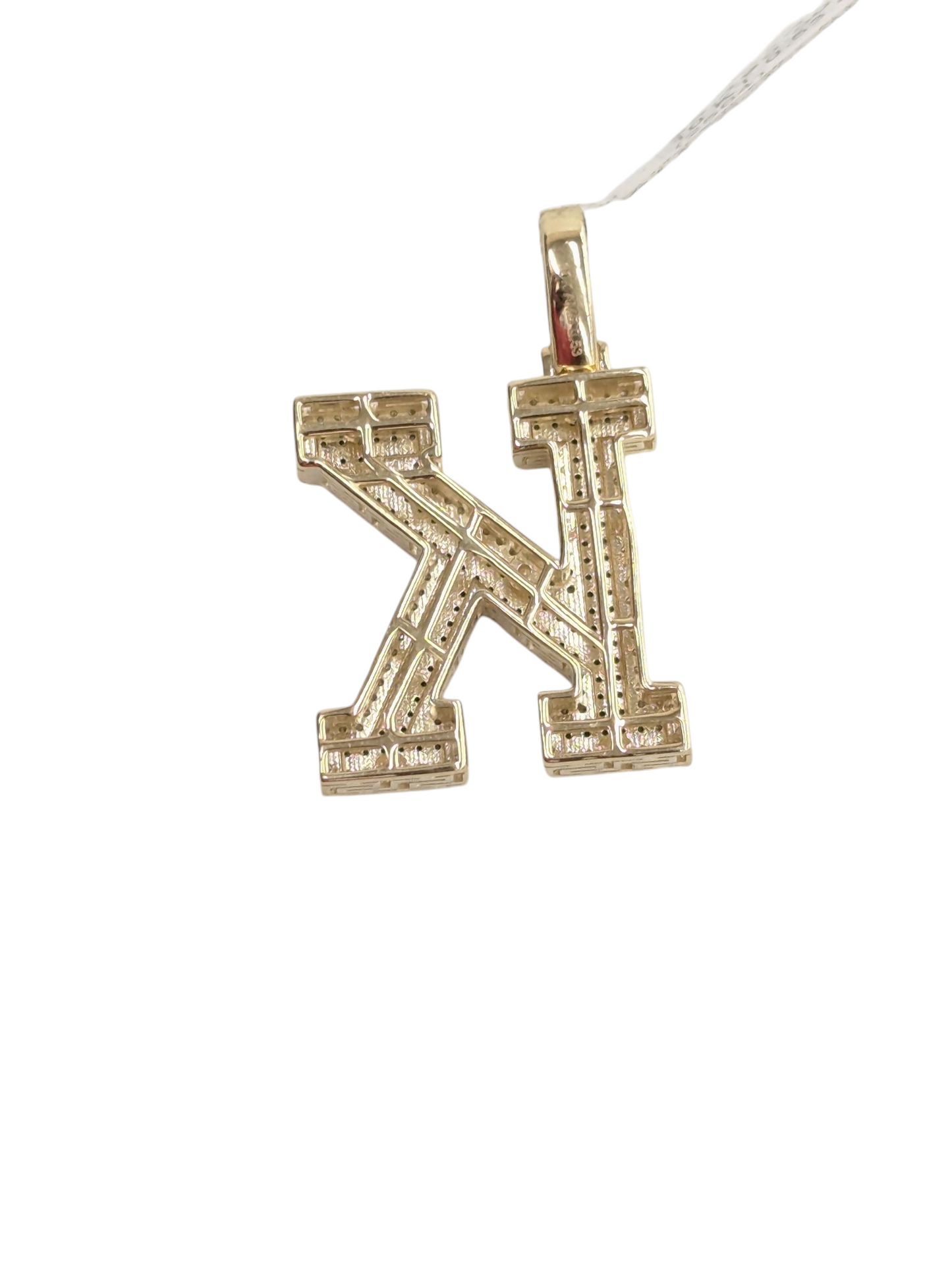 REAL DIAMOND 10KT TWO TONE BLOCK LETTER A- Z PENDANT