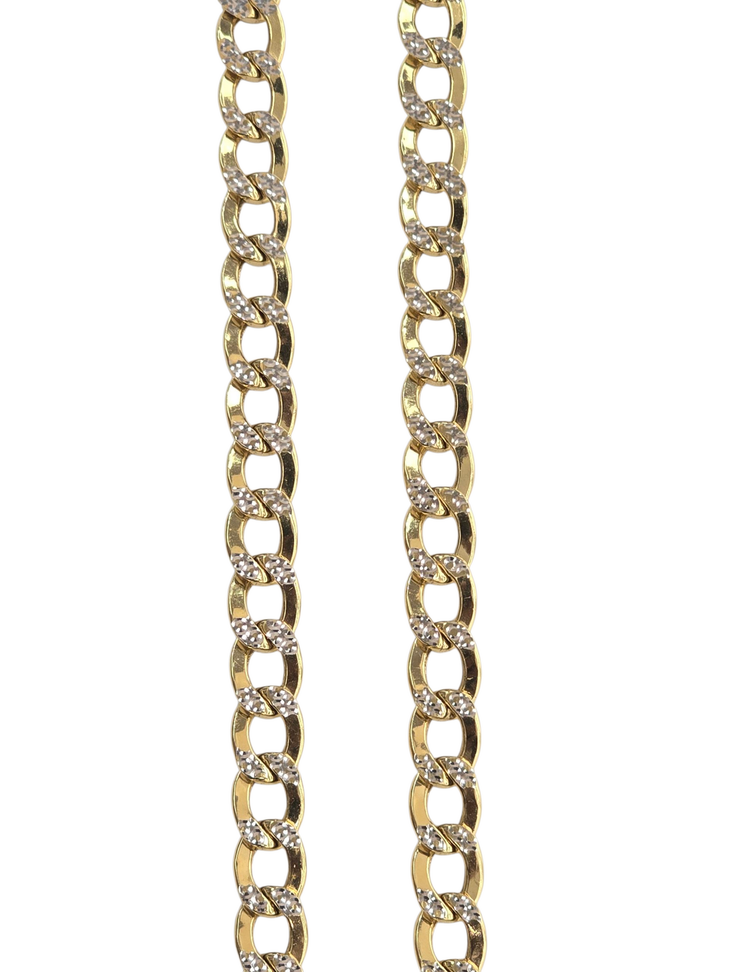 10KT REAL GOLD CUBAN CURB DIAMOND CUT CHAIN 7.5MM