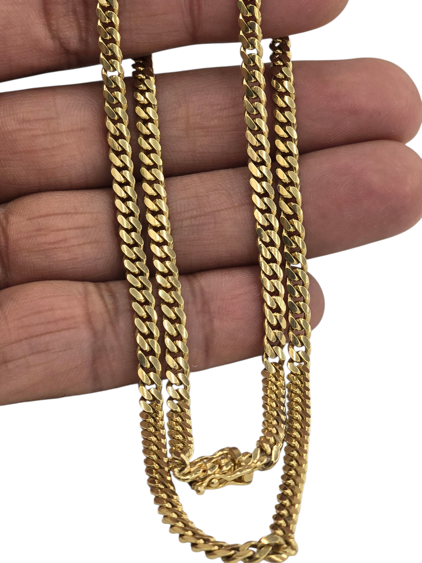 14kt REAL GOLD SOLID MIAMI CUBAN CHAIN 4MM
