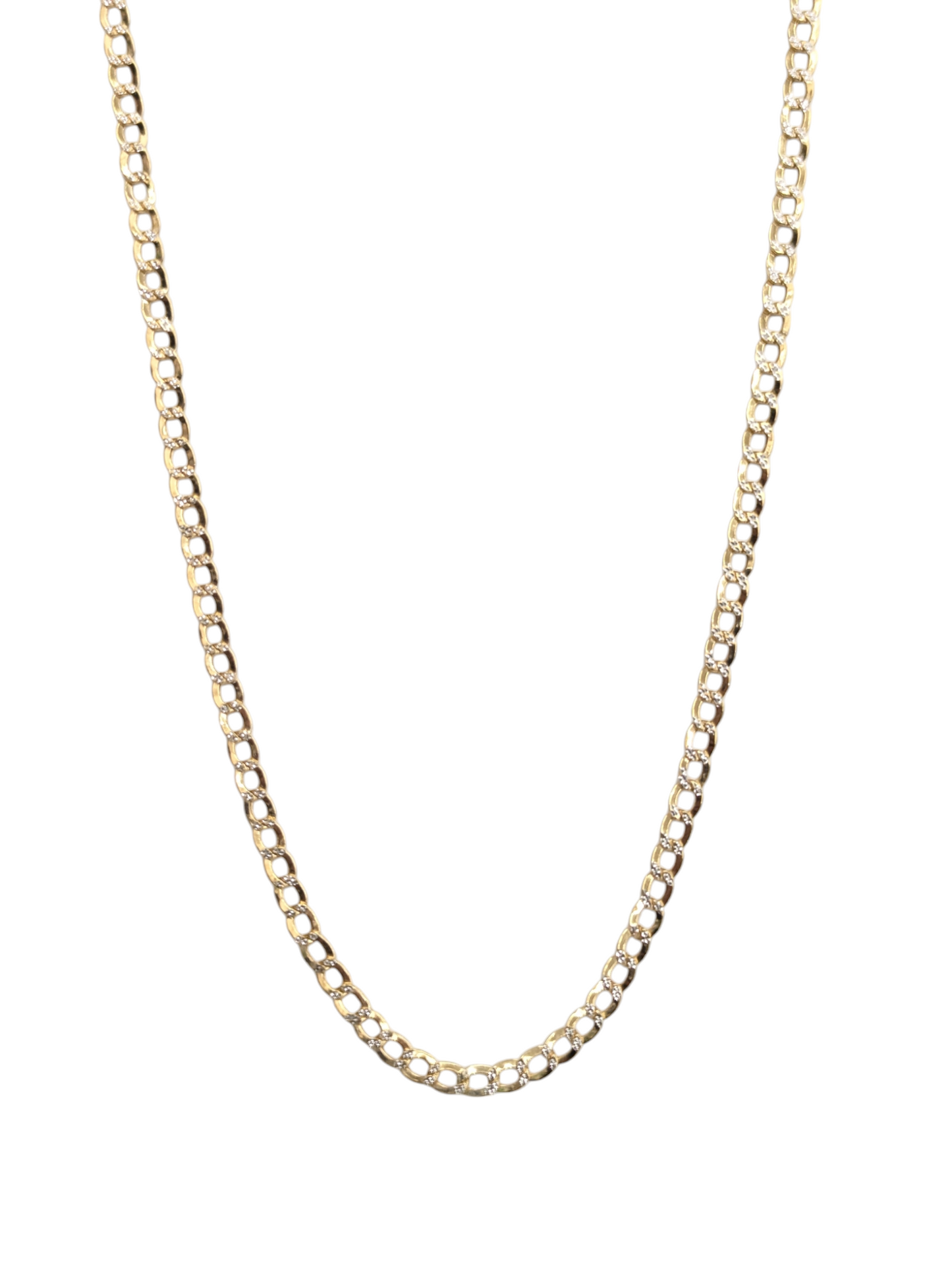 10KT REAL GOLD CUBAN CURB DIAMOND CUT CHAIN 3.5MM