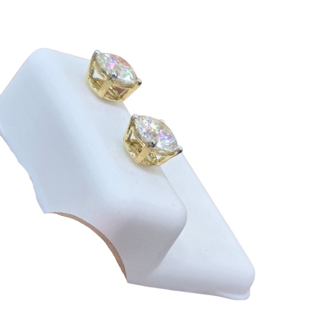 10KT REAL GOLD MOISSANITE DIAMOND STUD EARRING 3CT