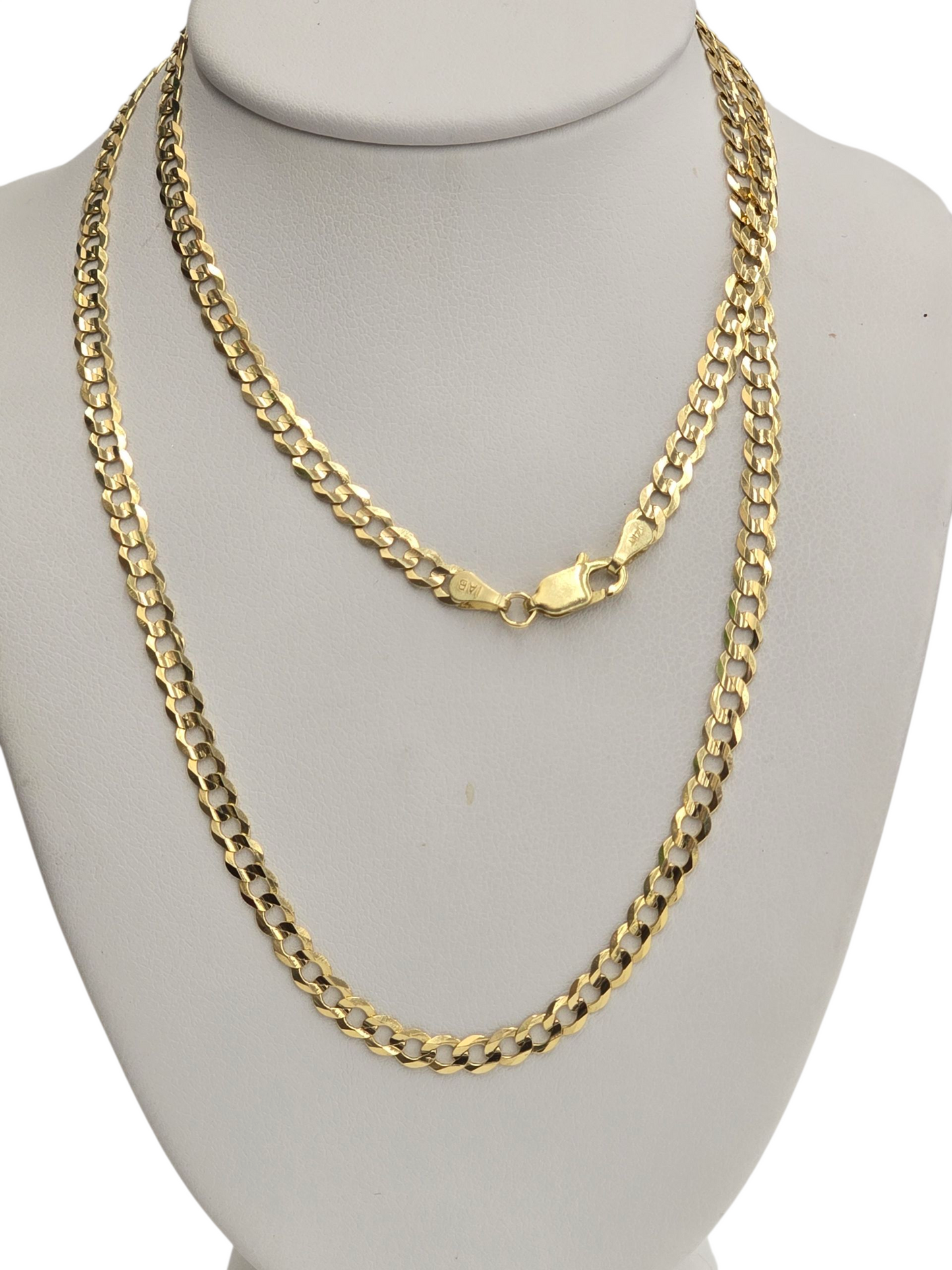 14KT REAL GOLD SOLID CUBAN CURB CHAIN 3.7 mm FOR MEN AND WOMEN