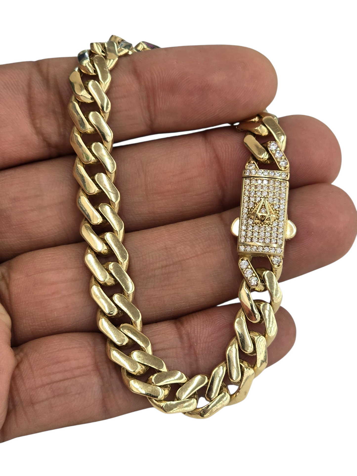 10KT REAL GOLD MONACO STYLE BRACELET 9.2 MM
