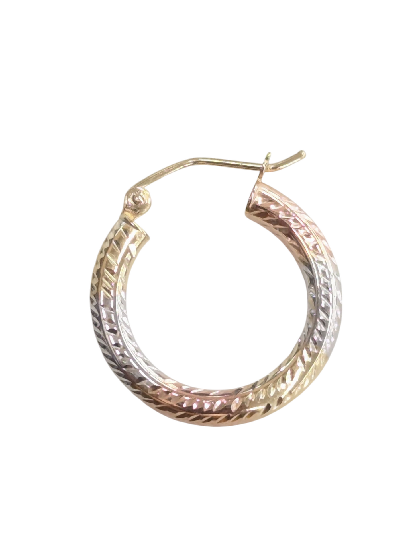 14KT REAL GOLD TRICOLOR HOOP EARRING
