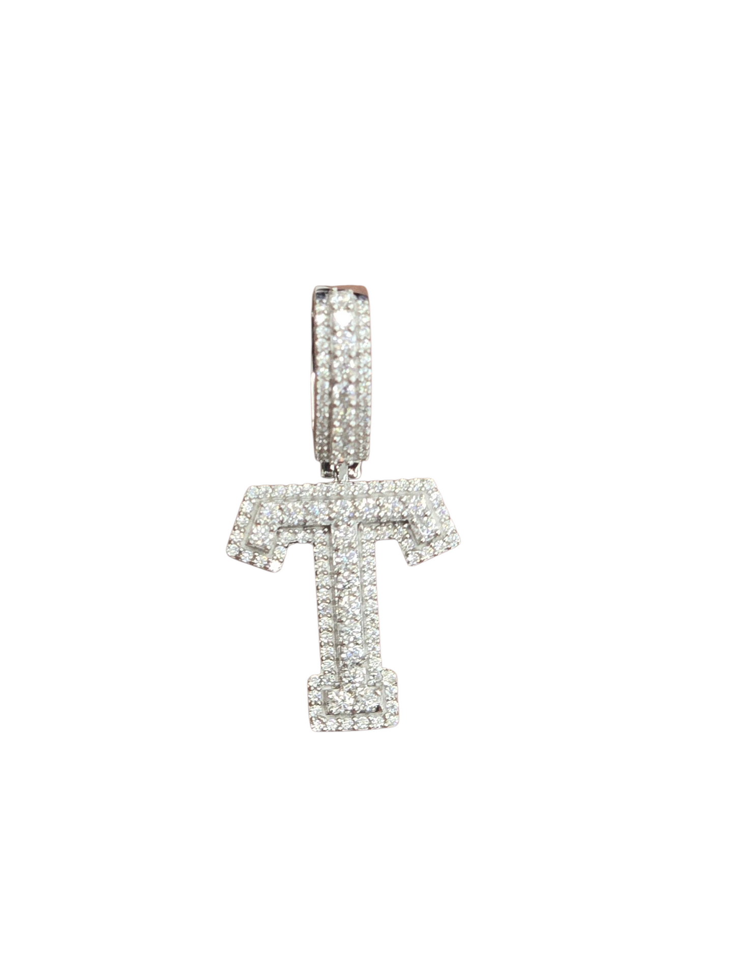 925 Sterling Silver Moissanite Diamond Initial A to Z Pendant