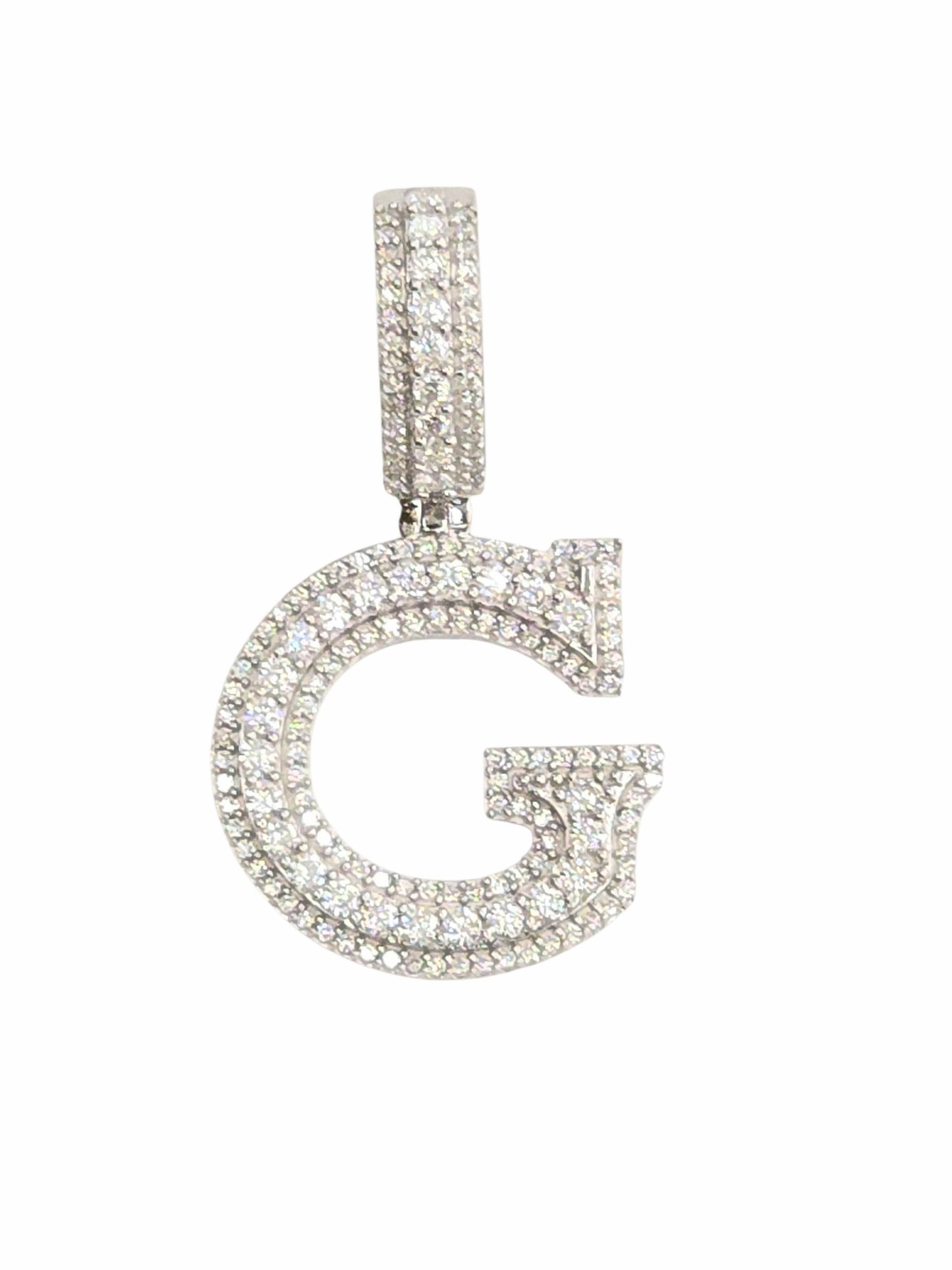 925 Sterling Silver Moissanite Diamond Initial A to Z Pendant