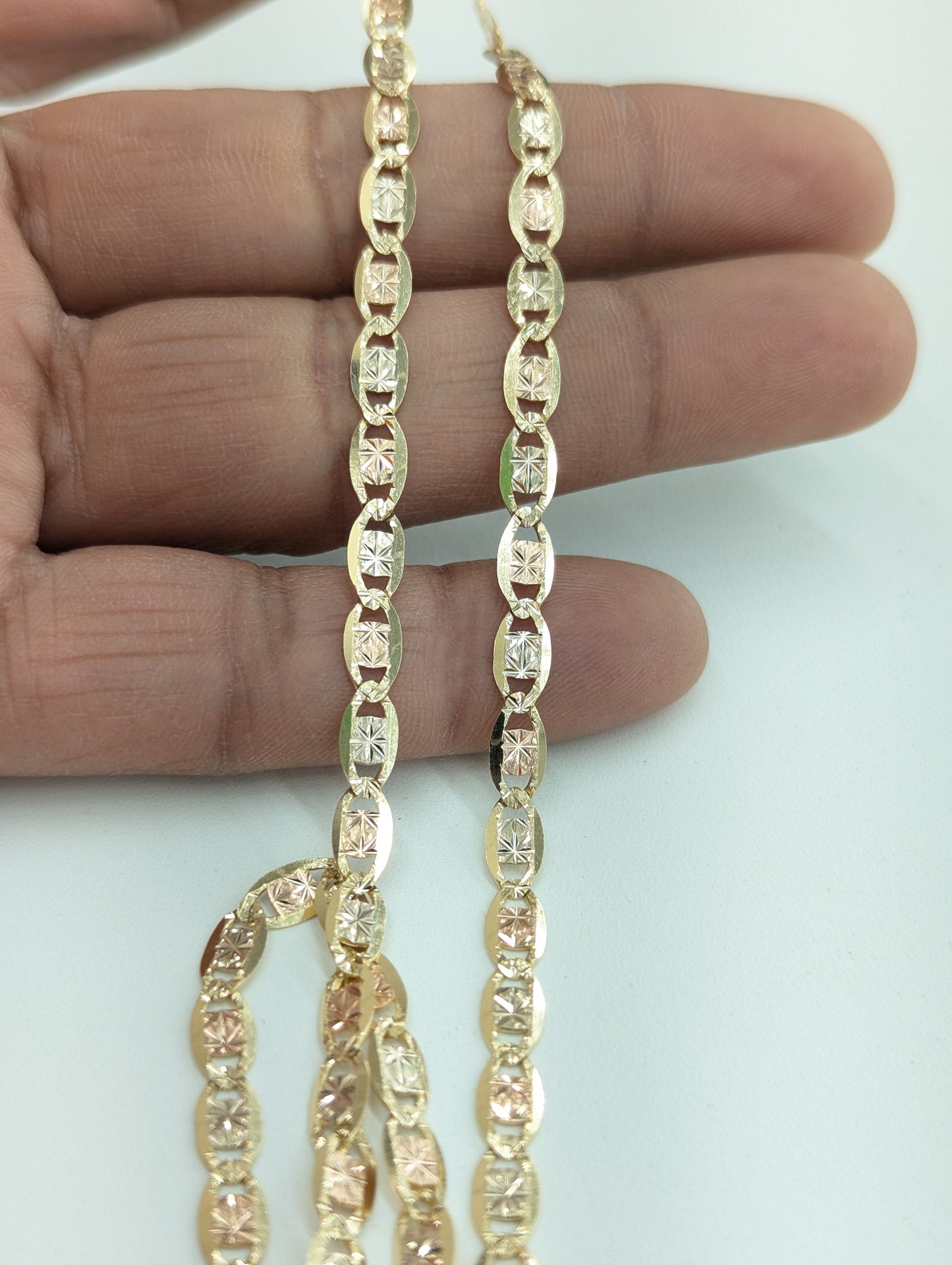 14kt REAL GOLD SOLID TRICOLOR VALENTINO CHAIN