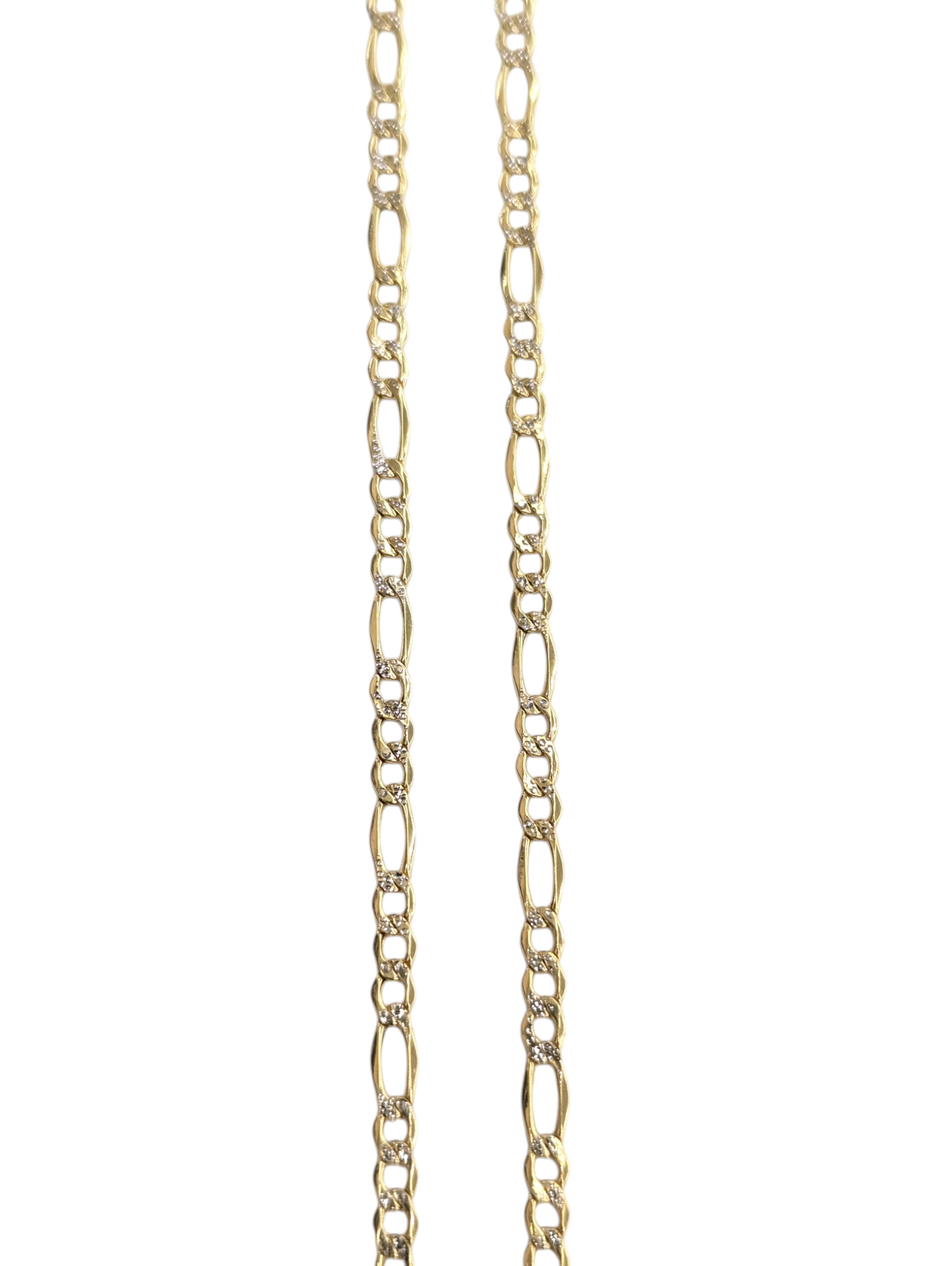 10KT REAL GOLD FIGARO DIAMOND CUT CHAIN 3.5MM