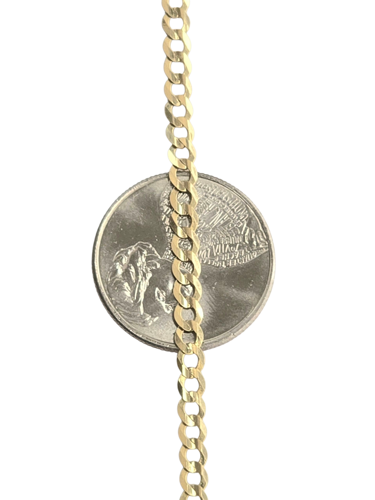 14KT REAL GOLD SOLID CUBAN CURB CHAIN 3.7 mm FOR MEN AND WOMEN